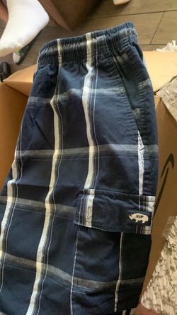 AMP Navy Plaid Elastic Waist Shorts 4xl