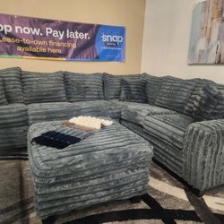 NEW MODEL ALERT! Brand New Byers Market Gunmetal Grey Thin Corduroy RAF 2pc Corner Sectional