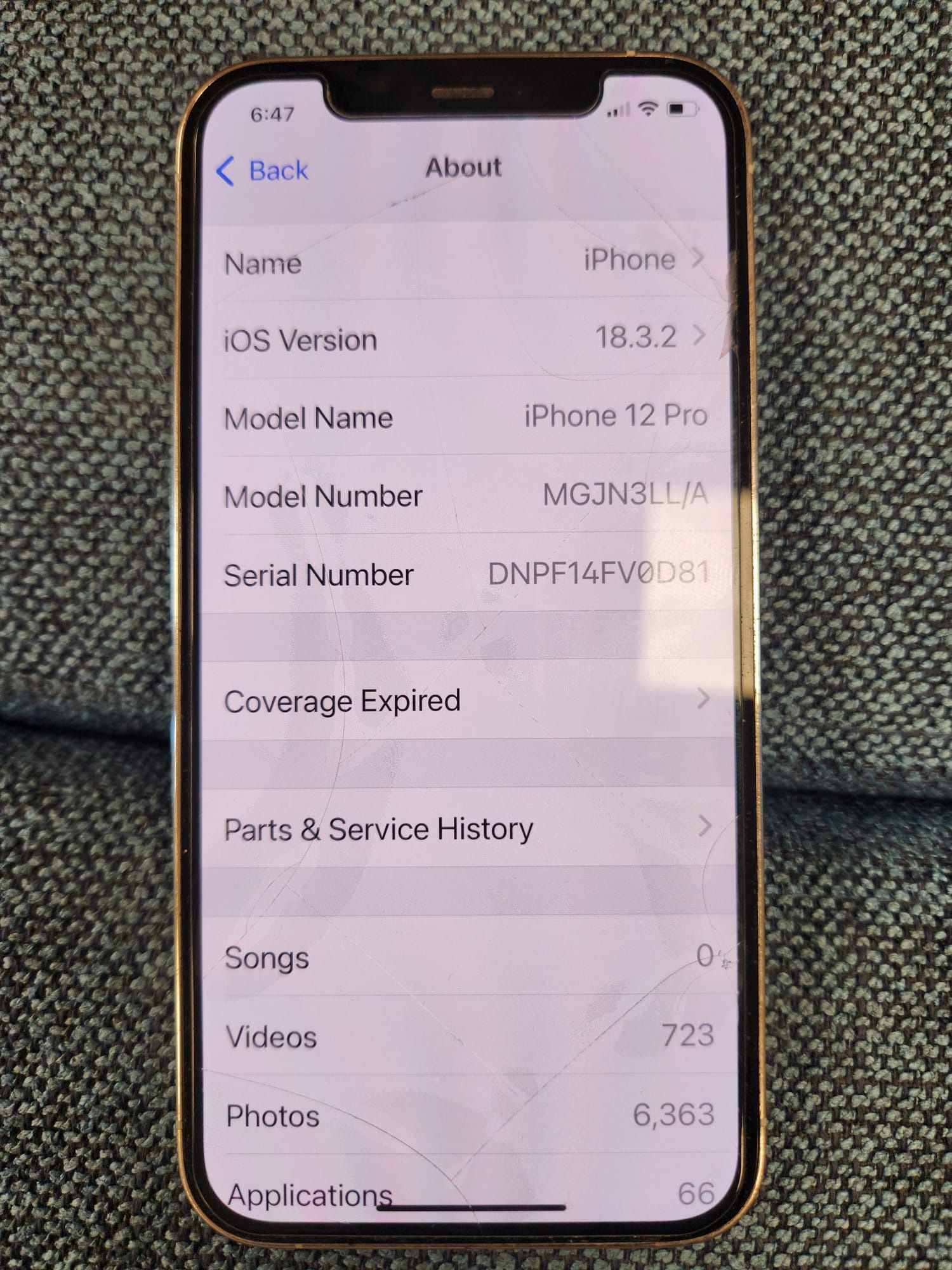 Used iPhone 12 Pro 128GB (crack back)