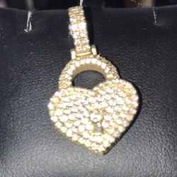 Diamond Heart Lock Pendant 