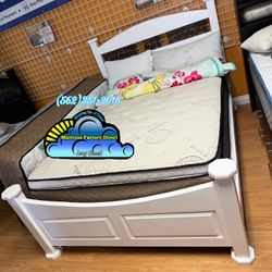 White Queen Bed Frame With Mattresses Included 