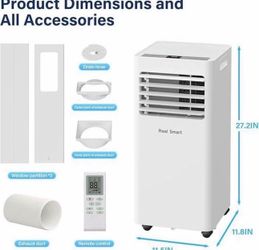 Portable Air Conditioners 8000 BTU,Quiet Portable AC Units for Rooms 3-IN-1 Cools Up to 500 Sq.Ft with Dehumidifier,Fan,Remote Control,24H Timer,Sleep