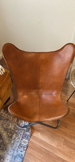 Handcrafted Leather Butterfly Lounge Chair