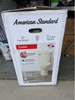 American Standard Cadet 12 in. Antimicrobial 2-Piece 1.28 GPF Single Flush Chair Height Round Toilet in Bone with Slow Close Seat