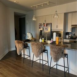 IKEA Bar chairs w fur backs included