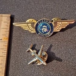 Alaska Airlines Airplane Vintage Collectible Lapel Pins Lot Of 2 A-1