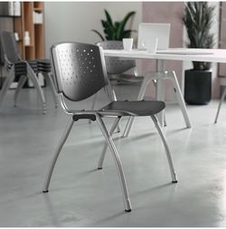 NEW Set of 4 Flash Furniture Hercules Plastic Stack Chairs – Gray