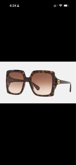 GUCCI Oversized Square Sunglasses GG0876S 002 Tortoise/Brown Gradient
