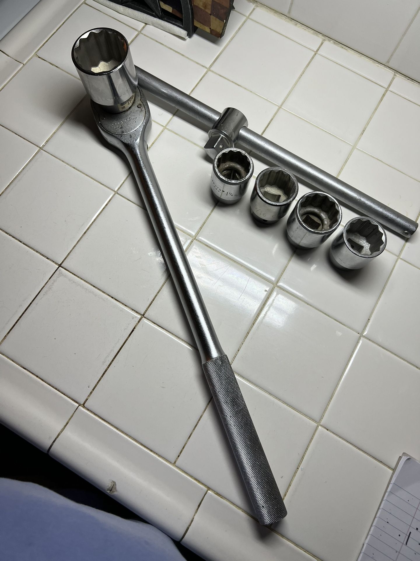 3/4 Inch Proto Socket Wrench With 5 Sockets.