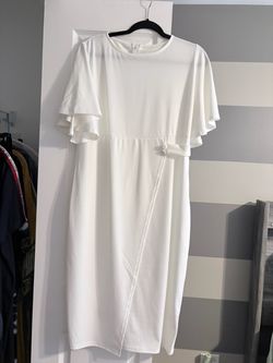 White Midi Dress with Flutter Sleeves
