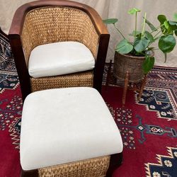 Rattan Chair W/ Matching Ottoman