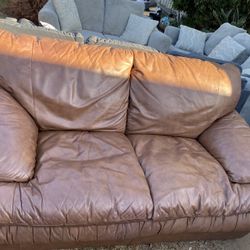 Brown Leather Loveseat