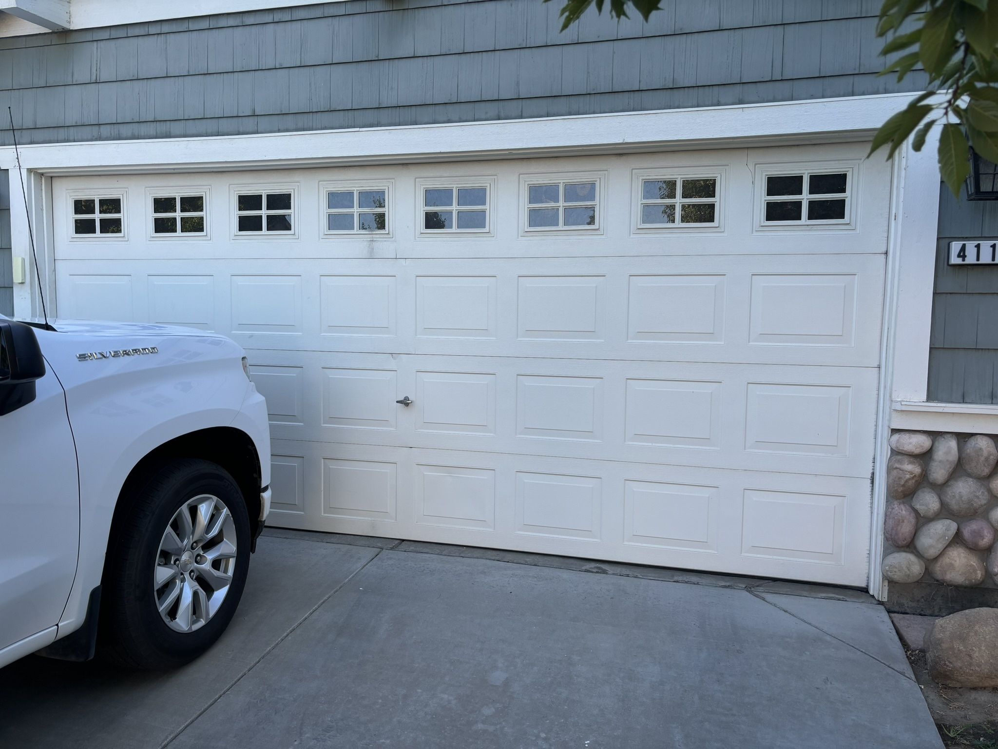 White Garage Door 8’x7’ Short Panel