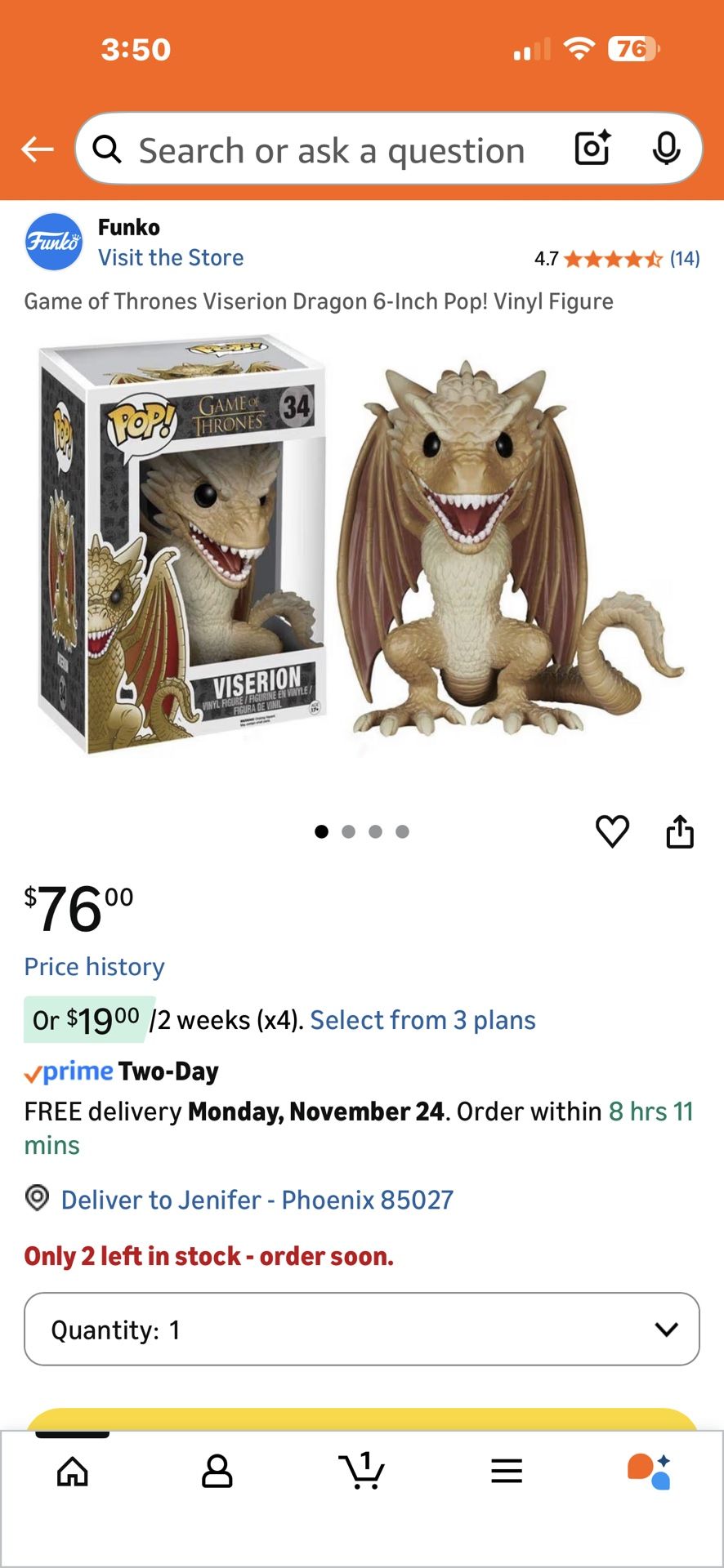 Funko Game Of Thrones Viserion 