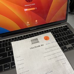 macbook Air 2020, 13 inch, with 30 day warranty
