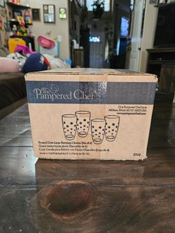 Pampered Chef Frosted Dots Large Beverage Glasses Set of 4