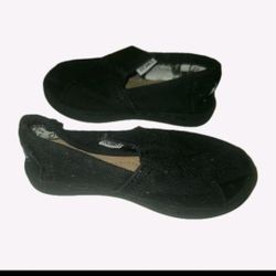 Toms GIrls Shoes Size 5 black Casual Canvas toddlers Slip  On Off Easy Fastener 