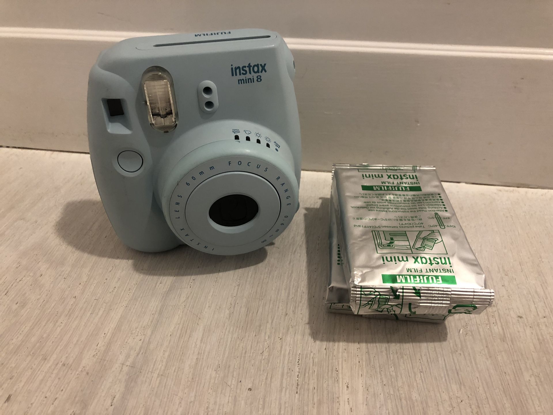 Blue Instax Mini 8 with 2 Packs of Flim