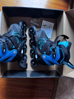 Black and Blue Inline Roller Skates Adjustable size 2-4.5