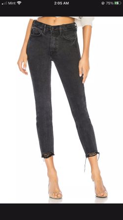 NWT Grlfrnd Denim Karolina High Rise Chewed Hem Jeans in Excuse My French $248 Size 26 28