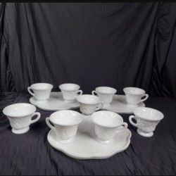 SET OF 12 PCS VINTAGE MILK GLASS