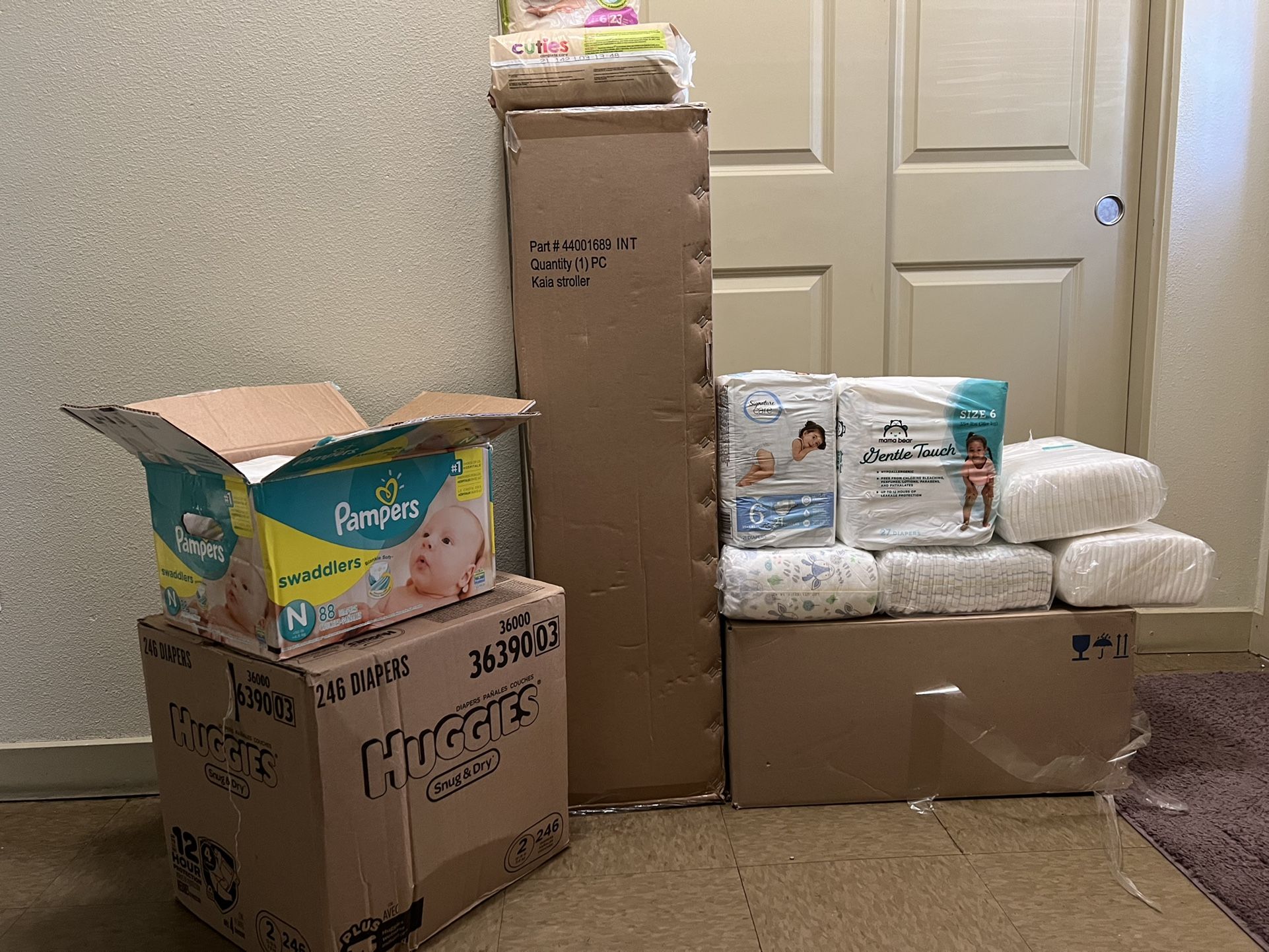 Diapers Different Sizes With Stroller Brand New.