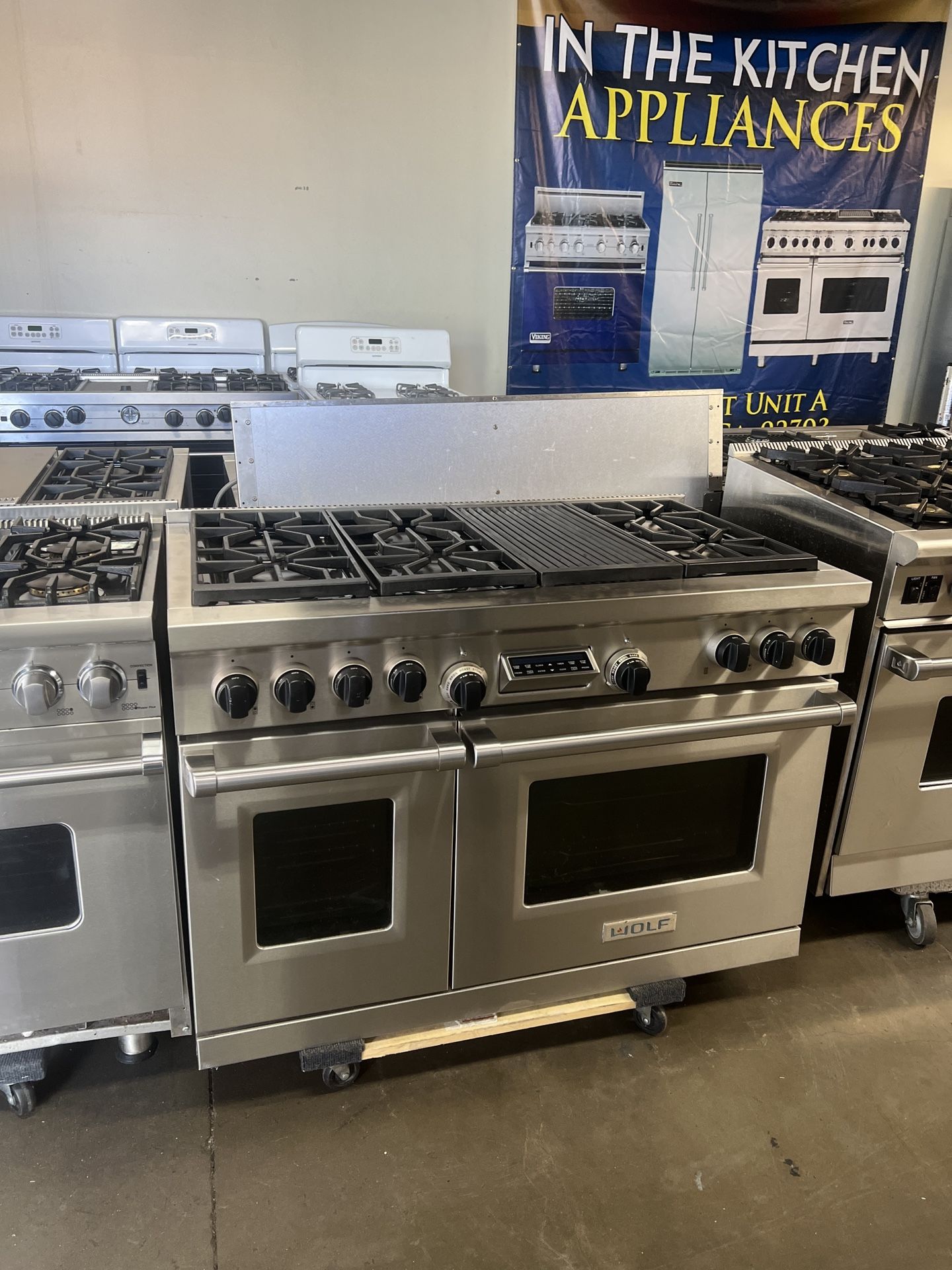 Wolf 48”Wide Dual Fuel Range Stove Stainless Steel With Grill