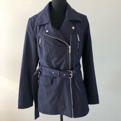Michael Kors Womens Navy belted Trench coat size Li
