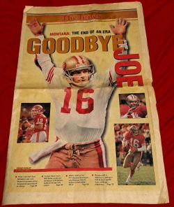 1995 Joe Montana Retirement Commemorative Newspaper GOODBYE JOE 49ers NFL