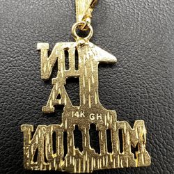 14k “One in a Million” yellow solid gold Anchor  chain necklace 27 inches 5.1 grams
