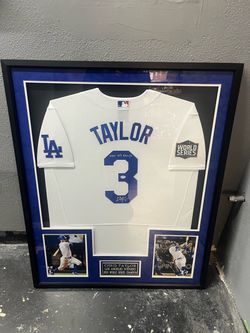 Chris Taylor Signed Dodgers 2020 World Series Los Angeles Dodgers Chris Taylor Framed Jersey with COA
