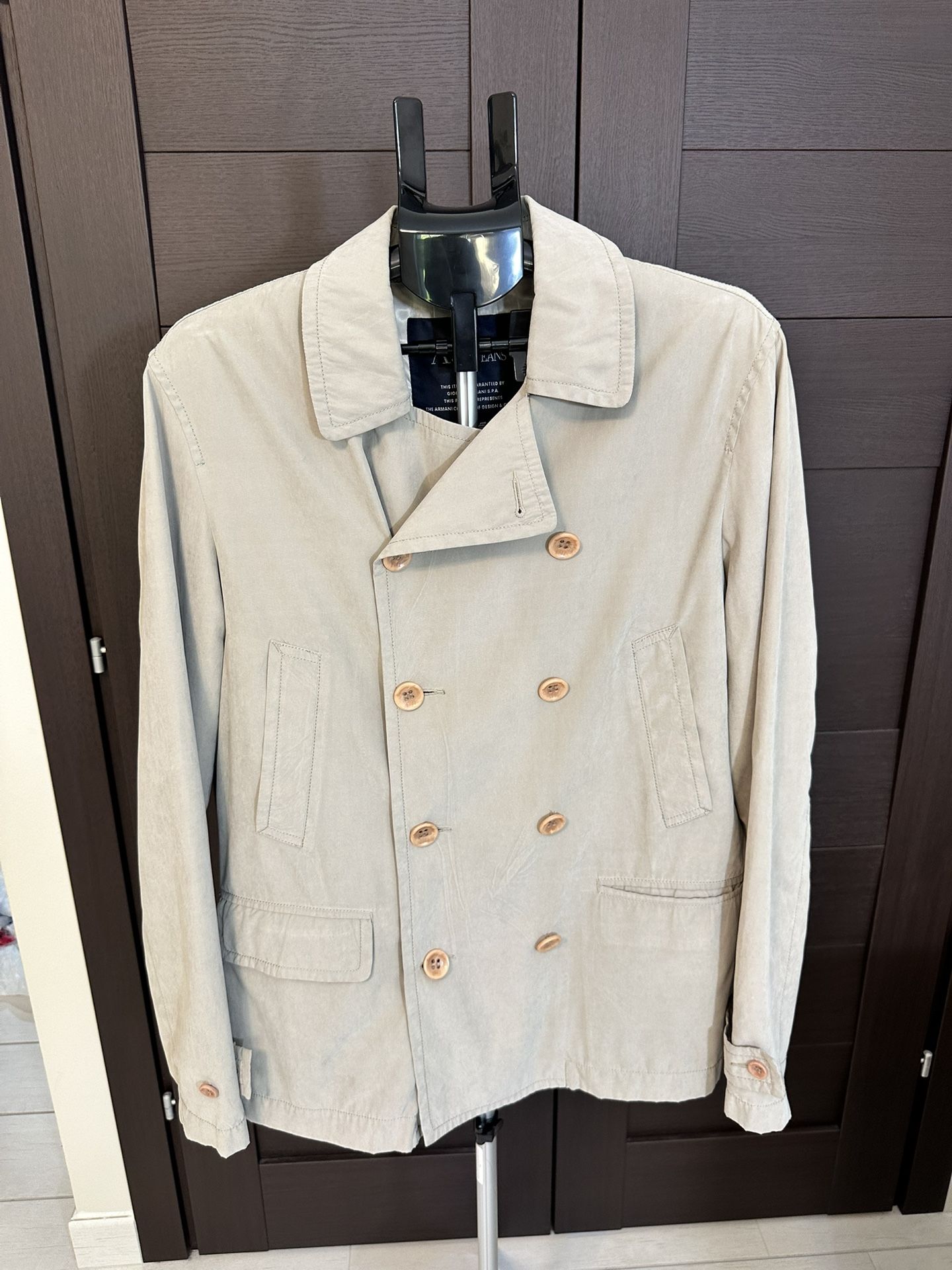 Armani Jeans Men’s Peacoat Size L Beige Vintage Look