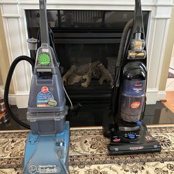 Hoover SteamVac SpinScrub Carpet Cleaner + Bissell CleanView II Upright Vacuum - Bundle Deal, As-Is