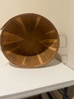 Vintage Half-Bushel Wood Slat Basket