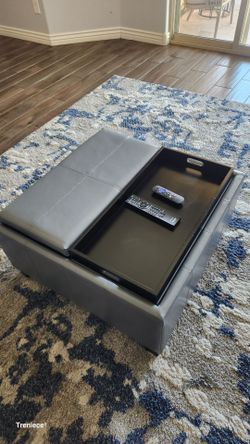GRAY Mansfield Tray-Top Storage Ottoman by Christopher Knight Home