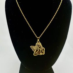 Real 18K Gold Angel Necklace