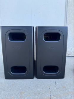 Two QSC Subwoofers AD-S.SUB 6.5 in. Black Compact Passive Subwoofers for Home & Commercial Use ~ Loud Bandpass Enclosure Design ~ Great Condition Test