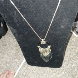 Silver Necklace  With A Pennant 