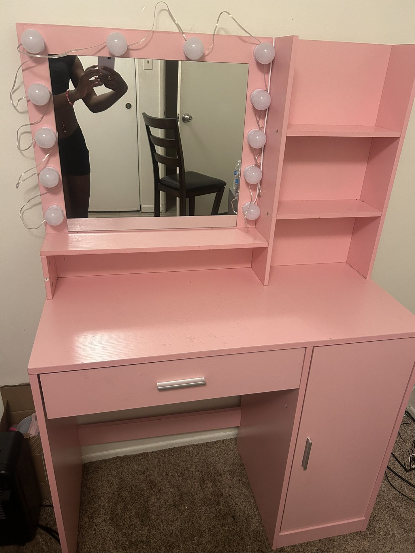 Pink vanity mirror