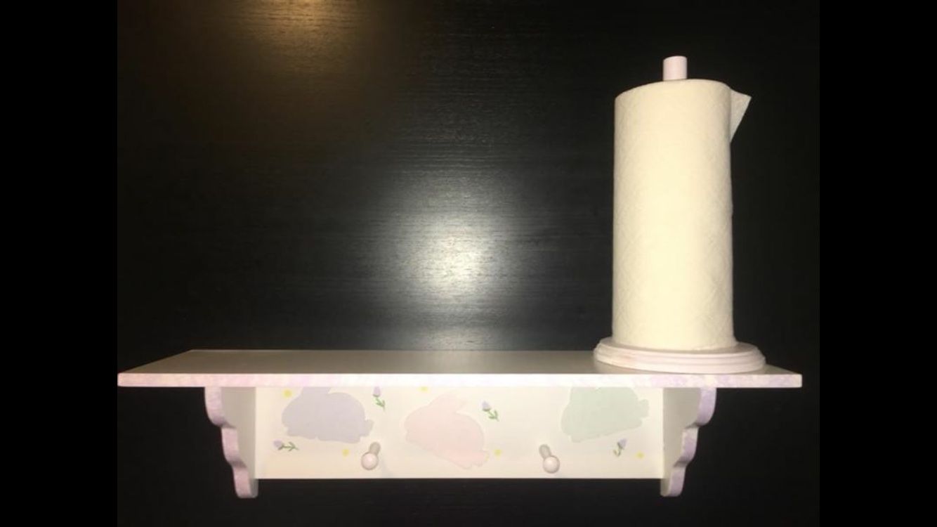 Kid’s/Baby Changing table Shelf with paper towel holder for kids room, or anywhere you need this combination. 26” W