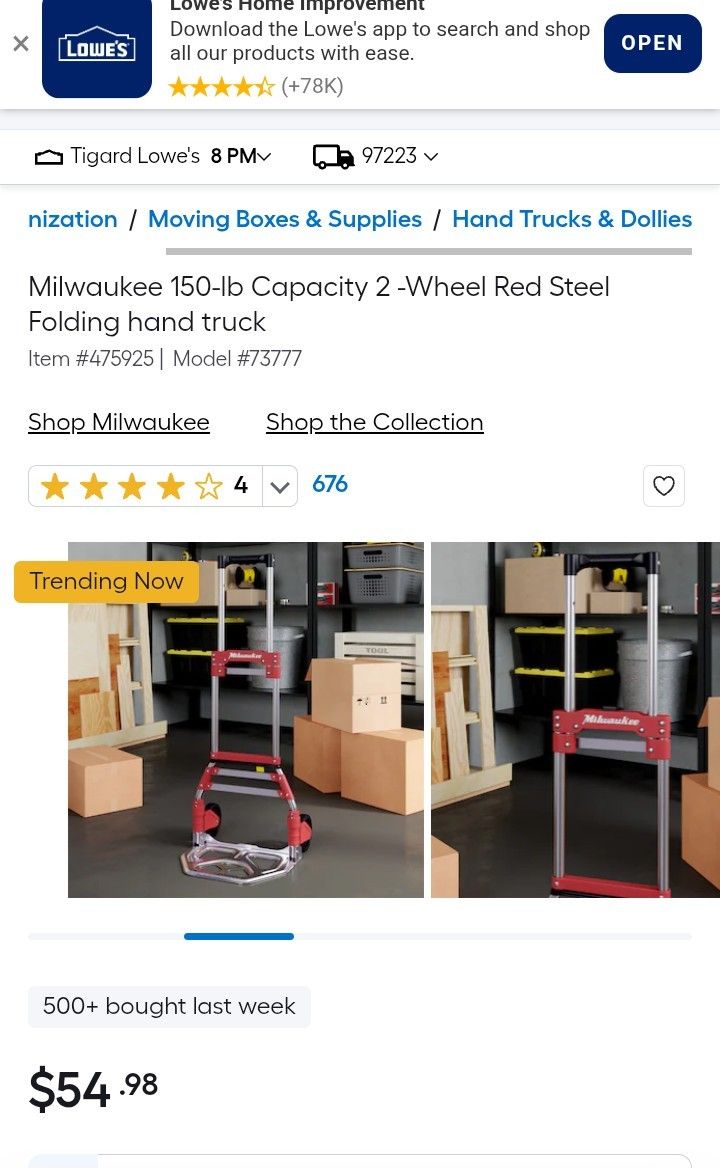 Milwaukee foldable dolly