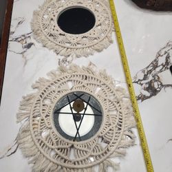 Boho Macrame 12" Round Decorative Wall Hanging 