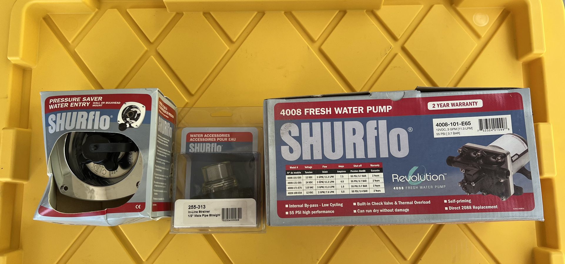 Shurflo RV Water Pump With Inline Strainer And Water Inlett