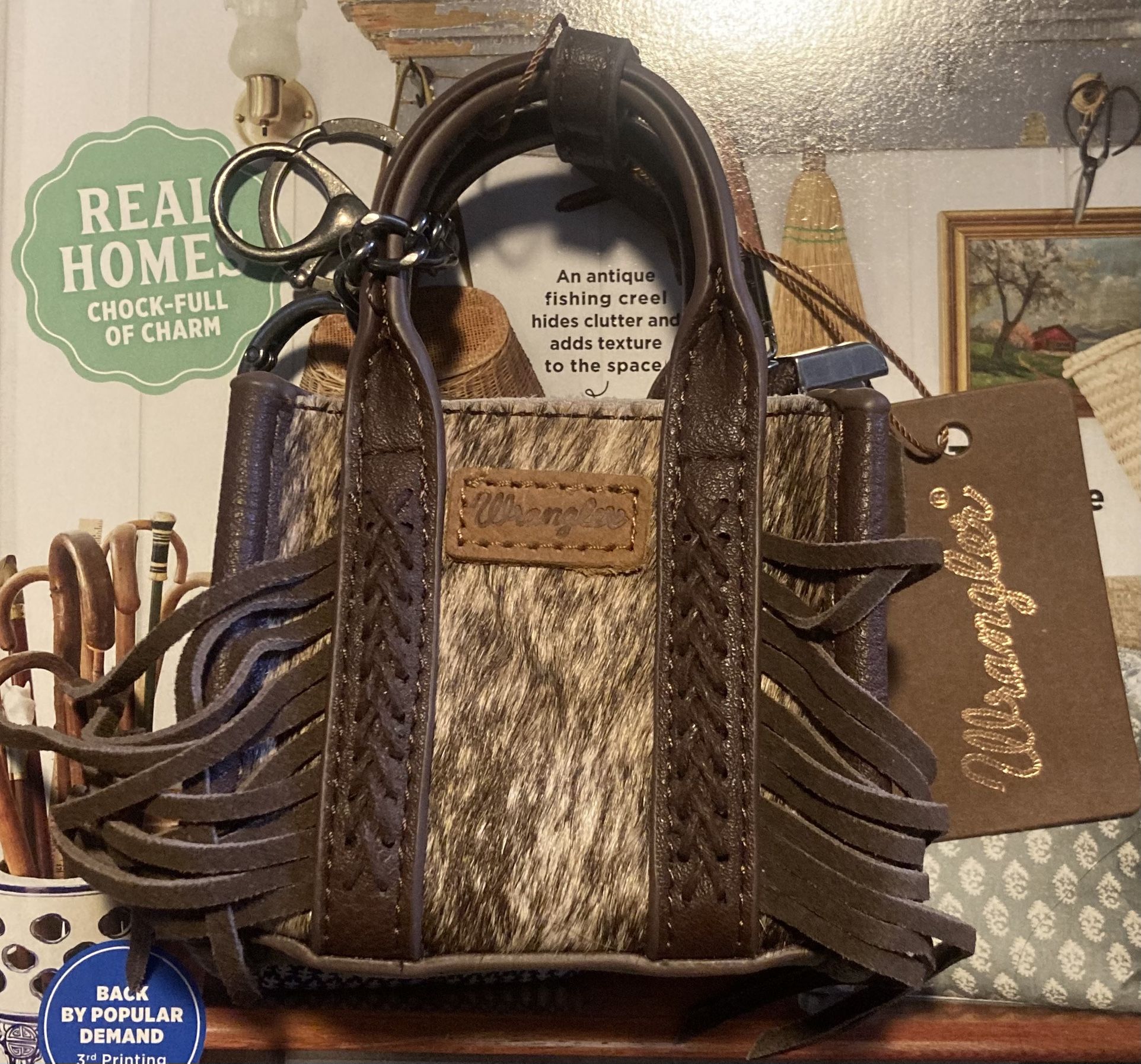 WRANGLER FRINGE MINI TOTE KEY CHAIN NEW WITH TAG!