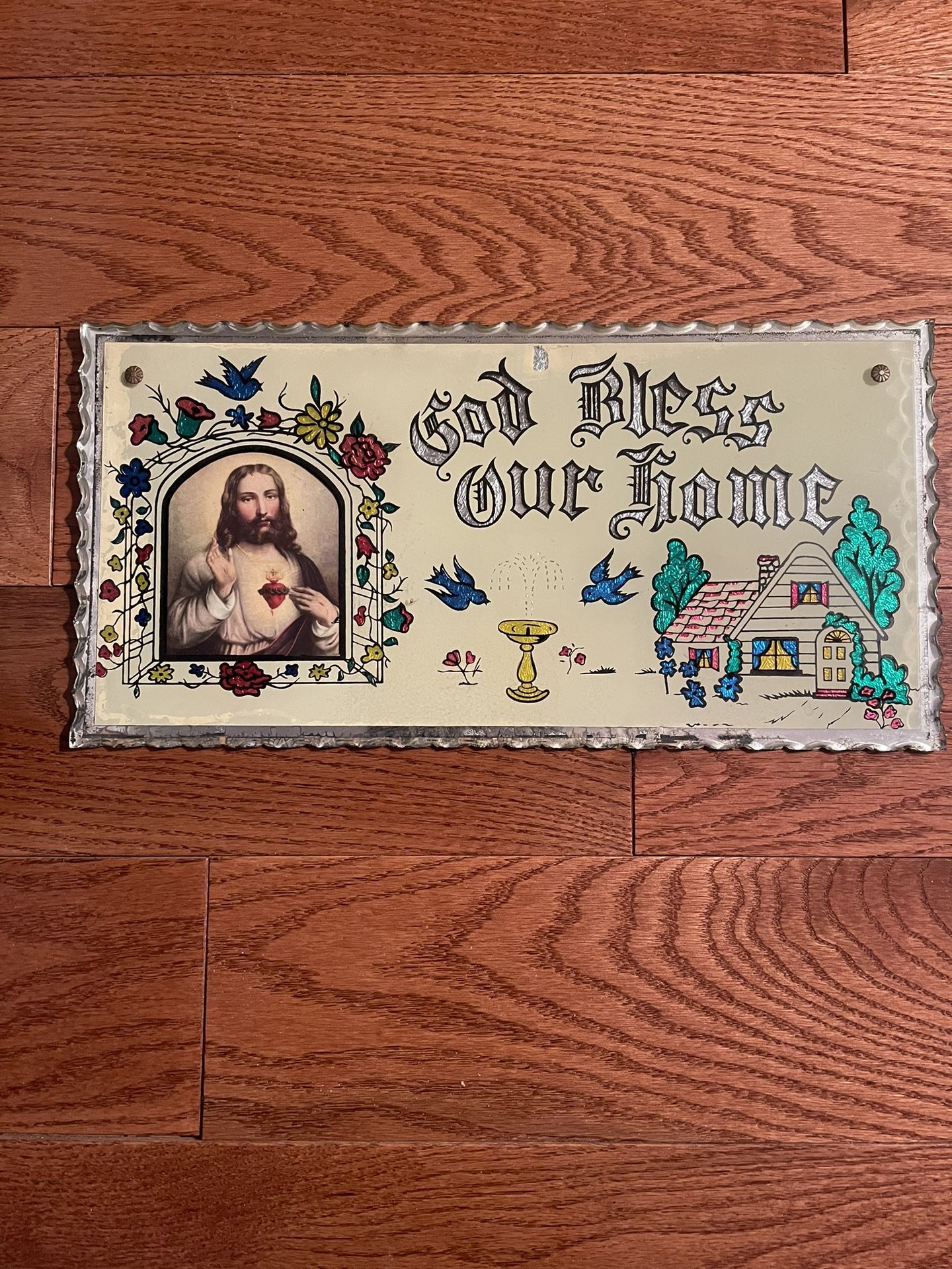 Vintage God Bless Our Home Wall Plaque