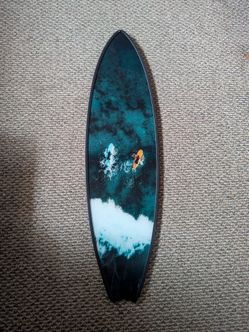 Rare 3ft Surfboard Design Wall Surf Art Painting Picture Ocean design Beach Tropical Decor Tommy Bahama Rip Curl Hurley Matuse Surfing Marine Bali Haw