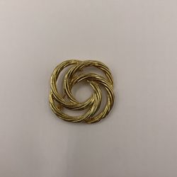 Vintage Monet Gold tone flower rope brooch - celtic knot textured