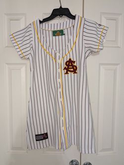 Vintage Arizona State University women's pinstripe baseball jersey-style dress Diamond Legend Reggie Jackson 