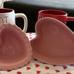 Valentines two small heart dishes for five dollars