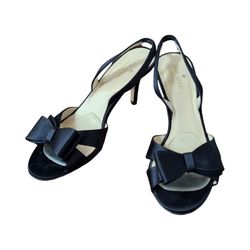 Kate Spade Black Satin Slingback Bow Heels Size 8 